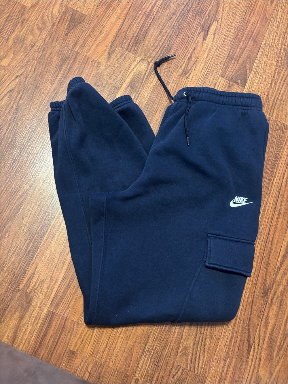 Nike Navy Cargo Sweatpants with White Swoosh